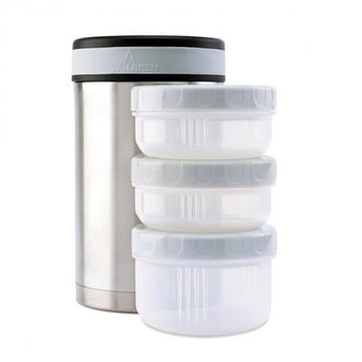 Laken Çelik 18/8 Termos Yemek Sefer Tası+Nprnn Kılıflı 1,5L - Gri LKP15