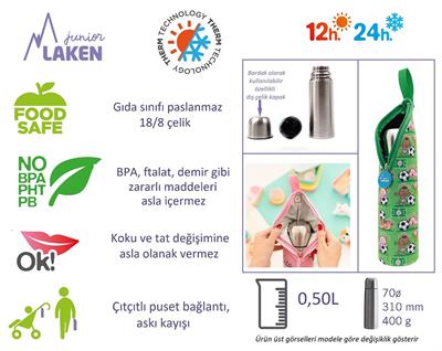 Laken Çelik 18/8 Termos+Neopren Kılflı 0,50L - Sirenas LKL1800.05S