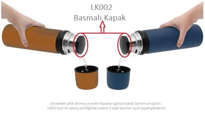 Laken Çelik Baverages Nprn Kılıflı 0.35/0.5L Termos, Basmalı İç Kapak - Siyah LKRPX002