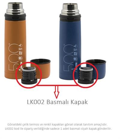 Laken Çelik Baverages Nprn Kılıflı 0.35/0.5L Termos, Basmalı İç Kapak - Siyah LKRPX002