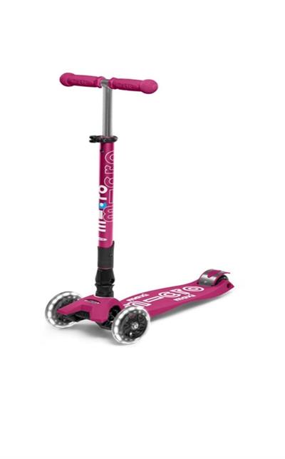 Micro Maxi Deluxe Foldable LED Berry Red Scooter MCR.MMD095