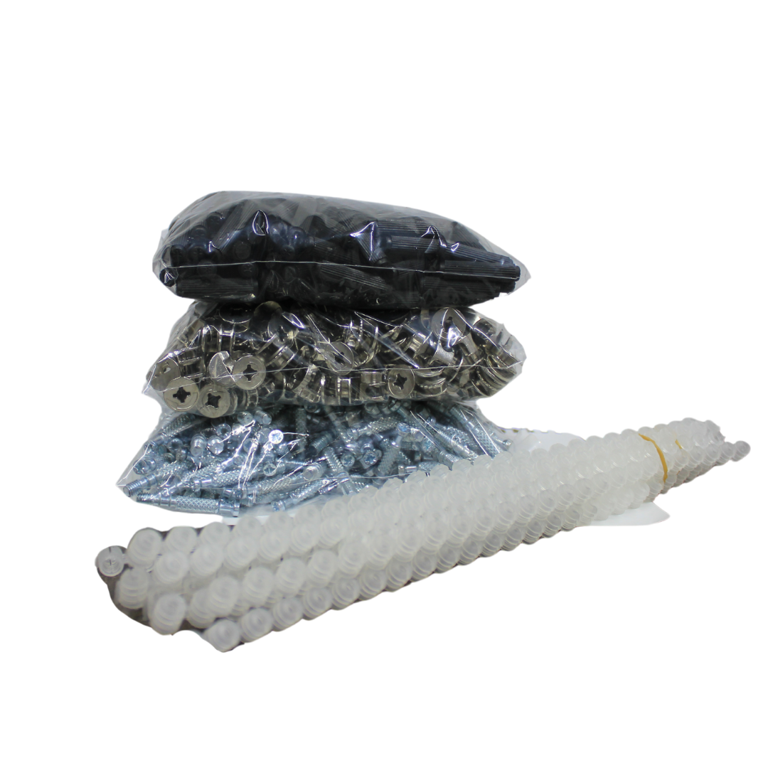 Minifix Takımı 250 Adet (Nikel Gövde, Mil, Dubel, Kavela)