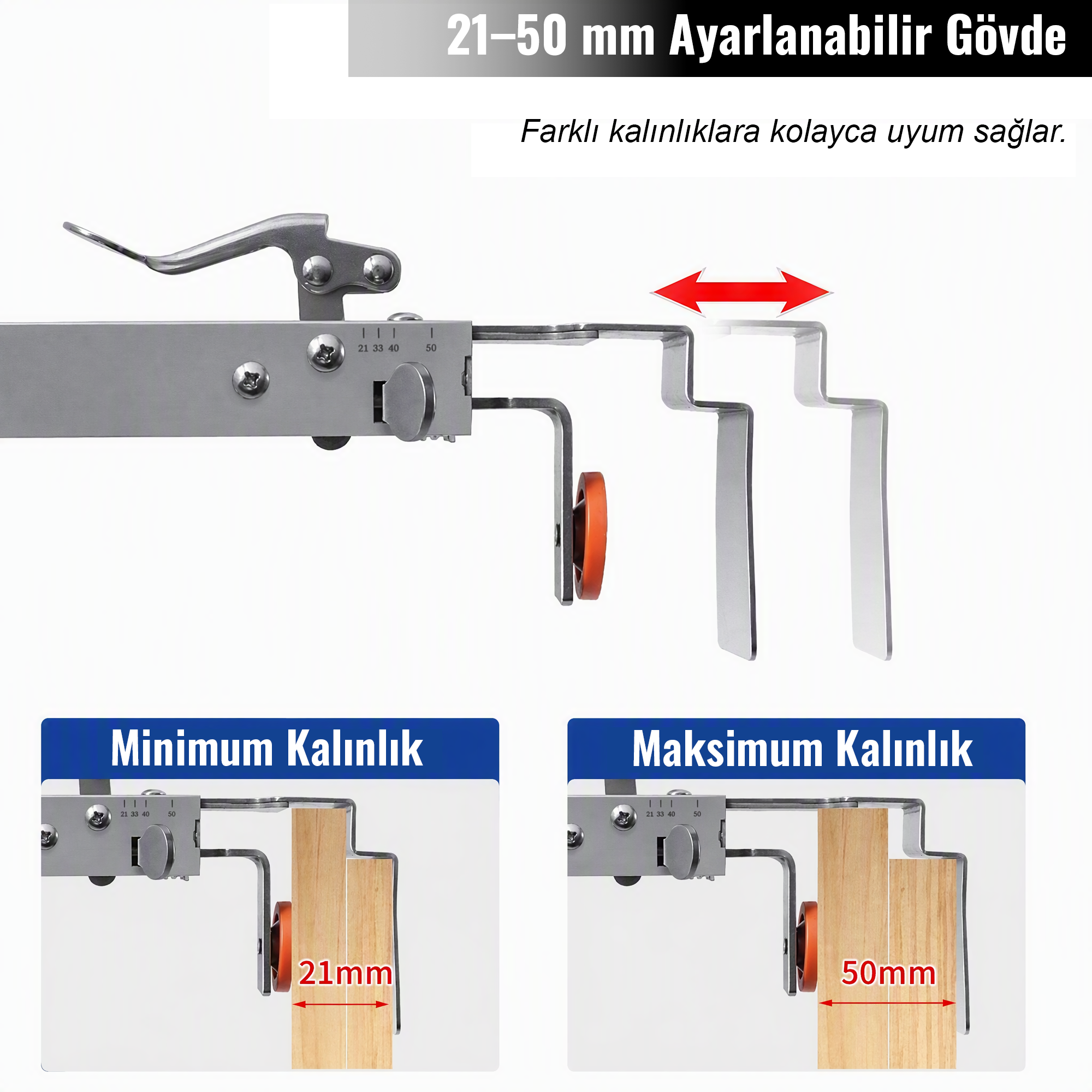 Paslanmaz Çelik Ayarlanabilir Çekmece Önü Montaj Aparatı