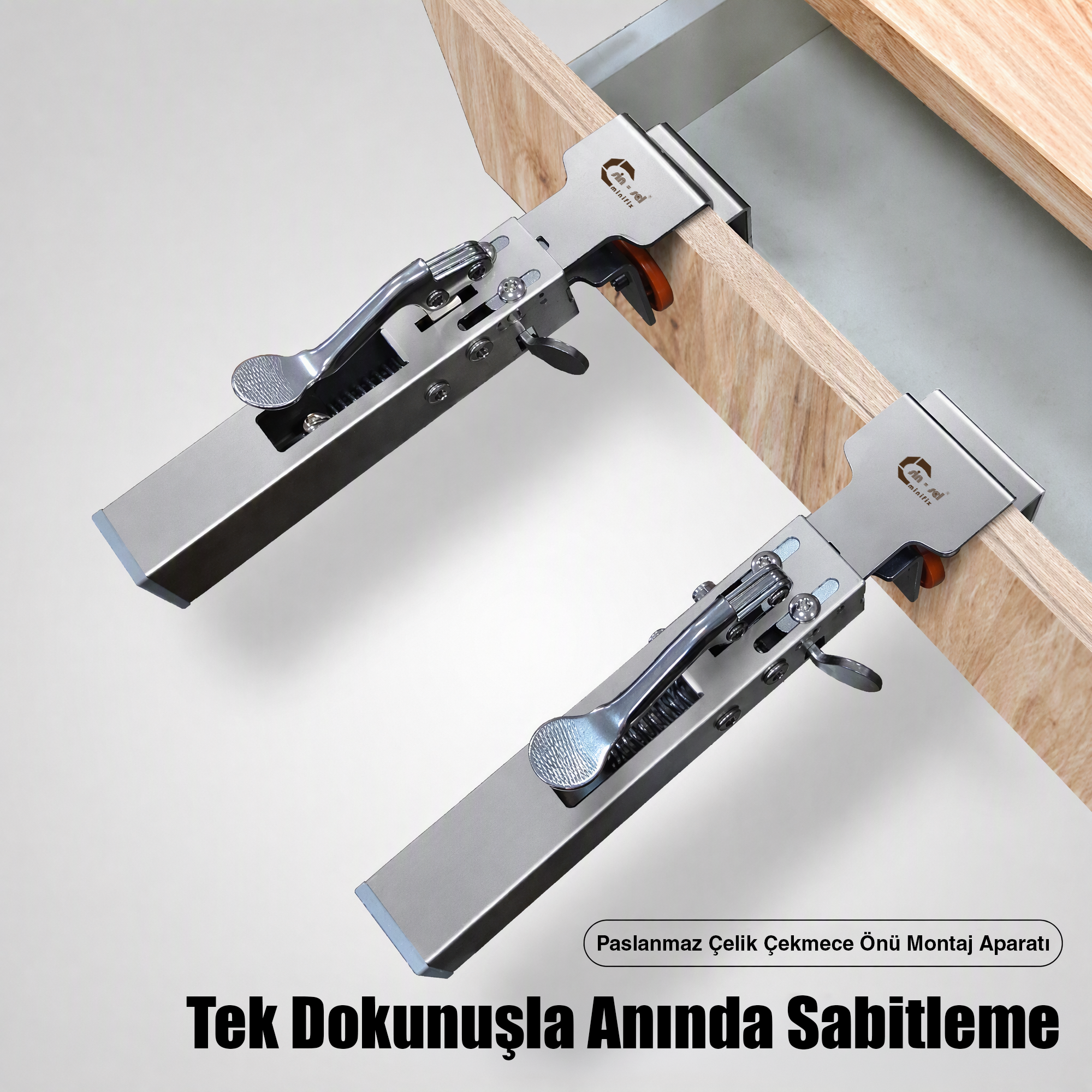 Paslanmaz Çelik Ayarlanabilir Çekmece Önü Montaj Aparatı