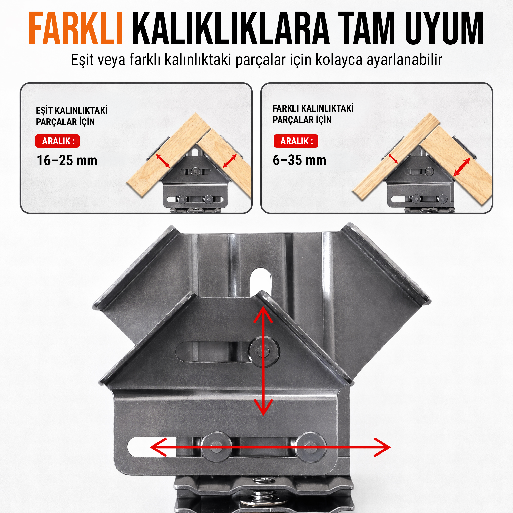 Paslanmaz Çelik Köşe ve Orta Dikme Birleştirme Mengenesi Seti