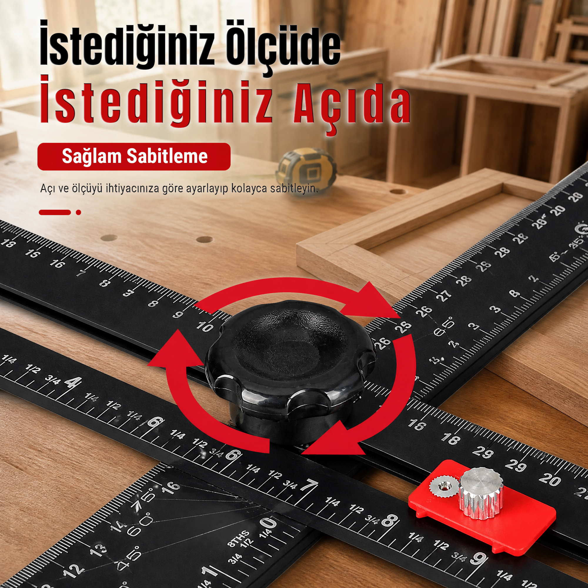 Profesyonel Ayarlanabilir T Tipi Ölçü ve İşaretleme Cetveli