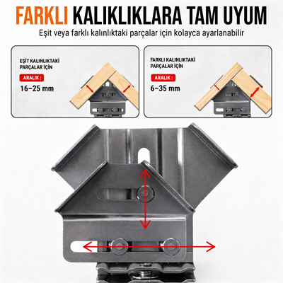 Paslanmaz Çelik Köşe ve Orta Dikme Birleştirme Mengenesi Seti