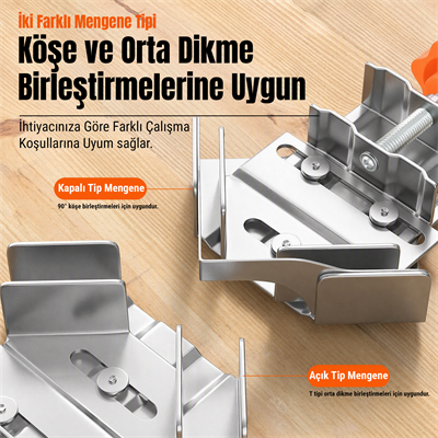 Paslanmaz Çelik Köşe ve Orta Dikme Birleştirme Mengenesi Seti