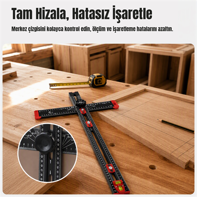 Profesyonel Ayarlanabilir T Tipi Ölçü ve İşaretleme Cetveli