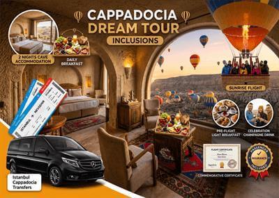 2 Nights Cappadocia Hot Air Balloon Ride Package from Istanbul with Round Trip Airline Tickets & Transfers