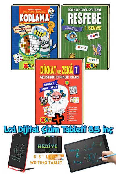 1.SINIF KODLAMA -RESFEBE VE DİKKAT ZEKA ETKİNLİK KİTAPLARI+LCD ÇİZİM ÇALIŞMA TABLETİ