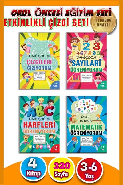 3-6 YAŞA UYGUN EĞİTİM VE BOYAMA SETİ(ÇİZGİ ÇALIŞMALARI-MATEMATİK-HARFLER-SAYILAR)4 BÜYÜK KİTAP