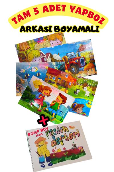 Boyamalı Yapboz Seti 5 Farklı Yapboz-resim Defteri