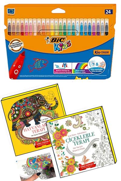 Terapi Mandala Büyükler Için Boyama Seti - 2 Kitap Ve 24lü Keçeli Kalem Nova