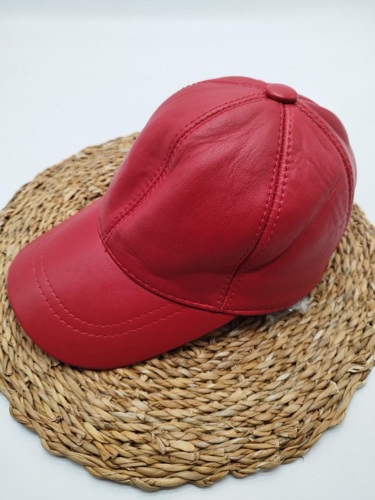 Açık Kırmızı Renk Deri Unisex Şapka
