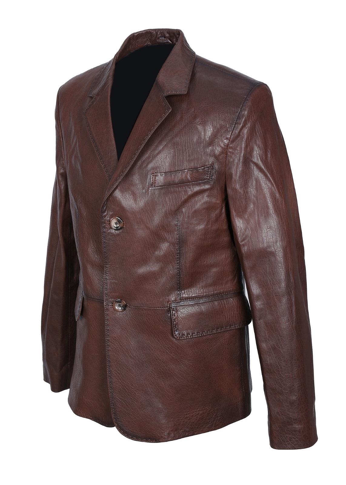 Fındık Renk Punto Dikişli Klasik Spor Bleyzır Deri Çeket