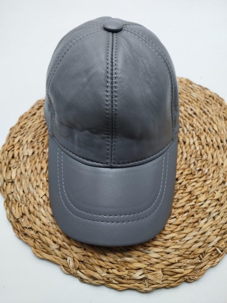 Gri Renk Deri Unisex Şapka