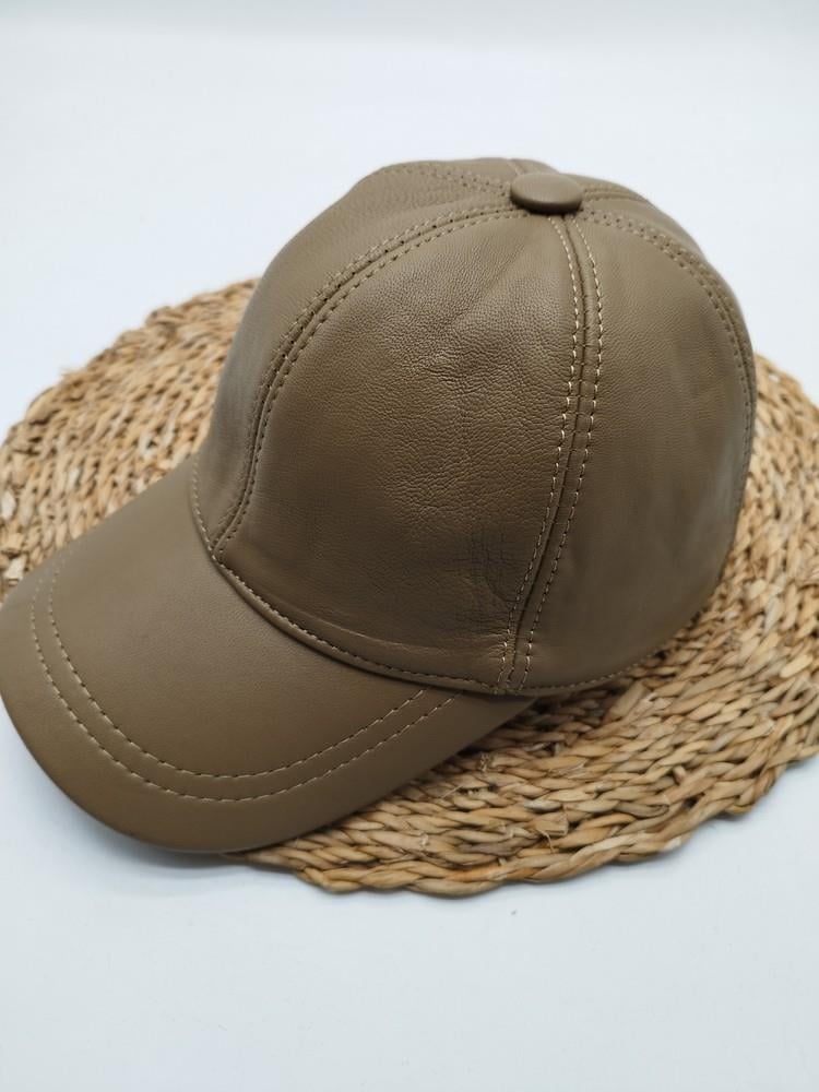 Haki Renk Deri Unisex Şapka