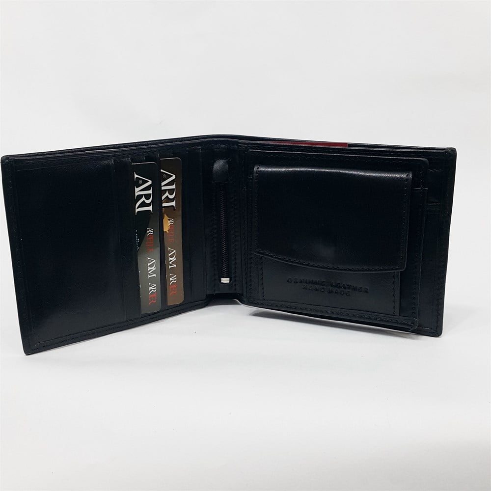 Kahve-Taba-Siyah Renkte Kartlık, Kimlik, Ehliyet Ve Fermuarlı İç Bölmeli Yatay Deri Cüzdan