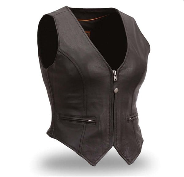 önü fermuarlı bayan deri yelek