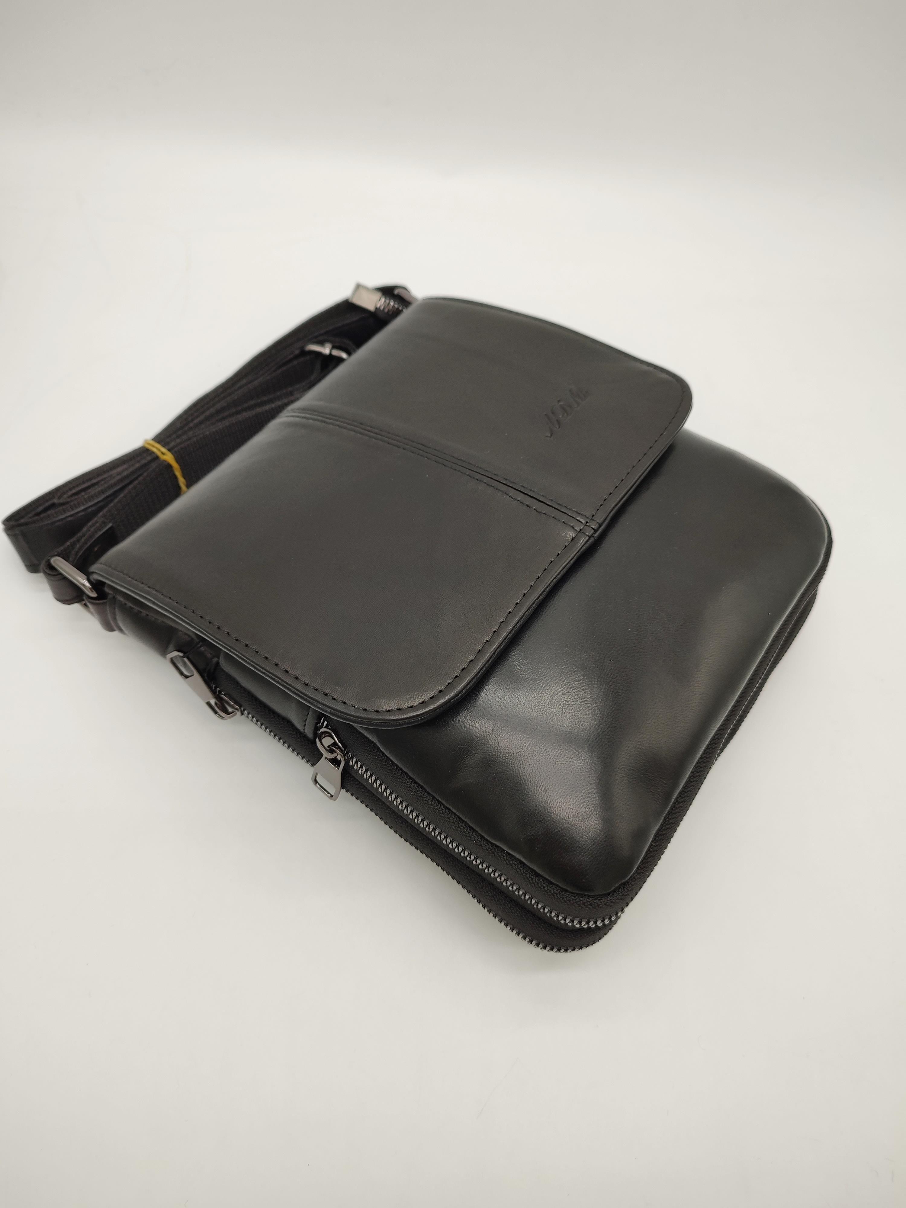 Altı Körüklü Erkek Deri Omuz Çantası