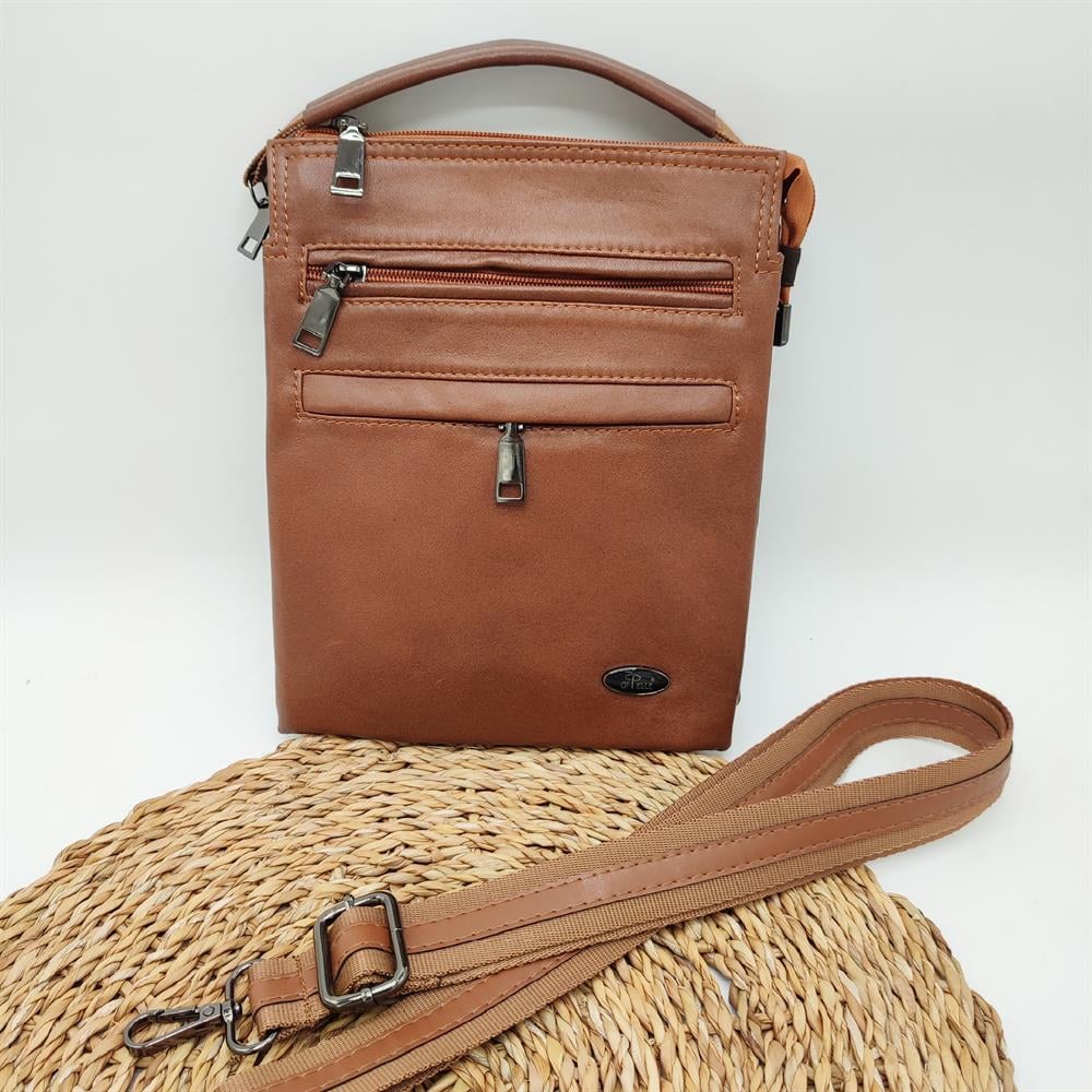 Deri El Çantası Çift Fermuarlı Model