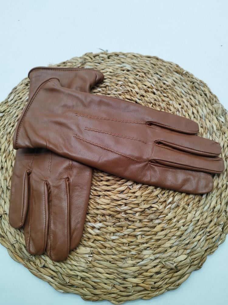 Erkek Deri Bileği Lastikli Eldiven Polarlı Taba Renk