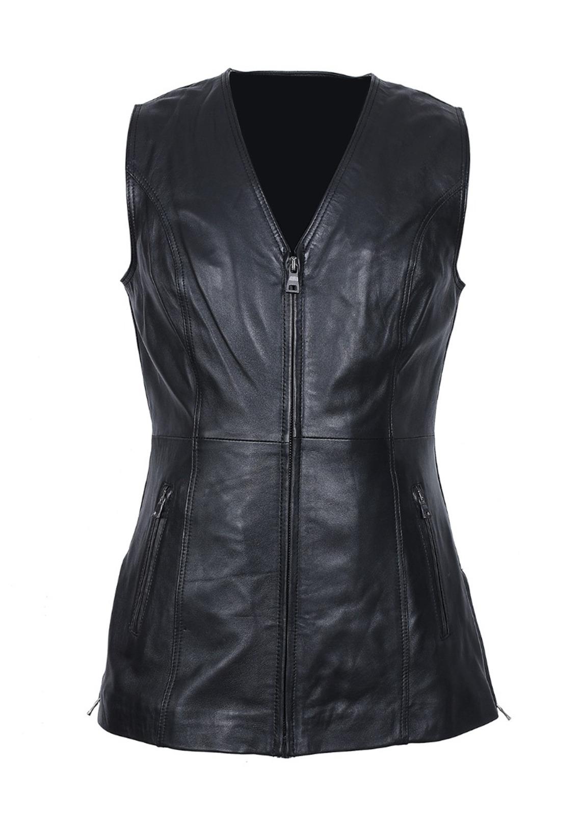 Fermuarlı Model Kadın Deri Yelek