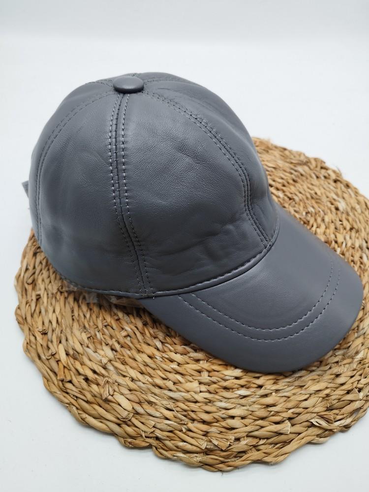 Gri Renk Deri Unisex Şapka