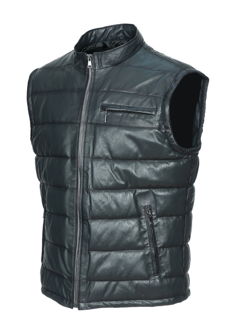 Gri Renk Şişme Deri Yelek