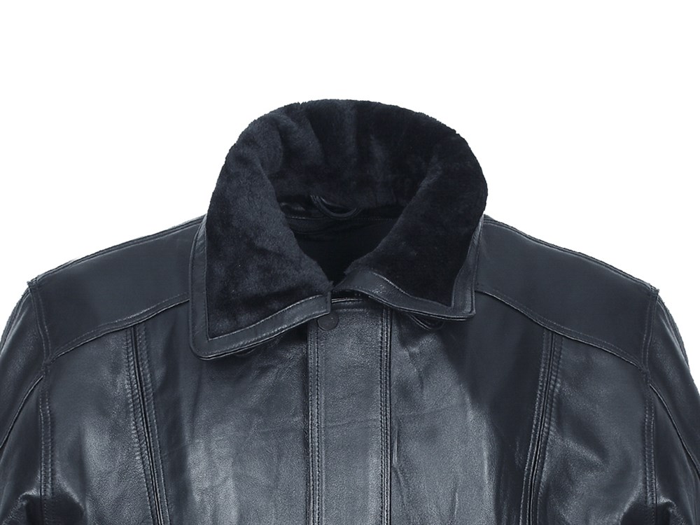 İçi ve Yakası Peluşlu Model Siyah Renk Erkek Deri Mont