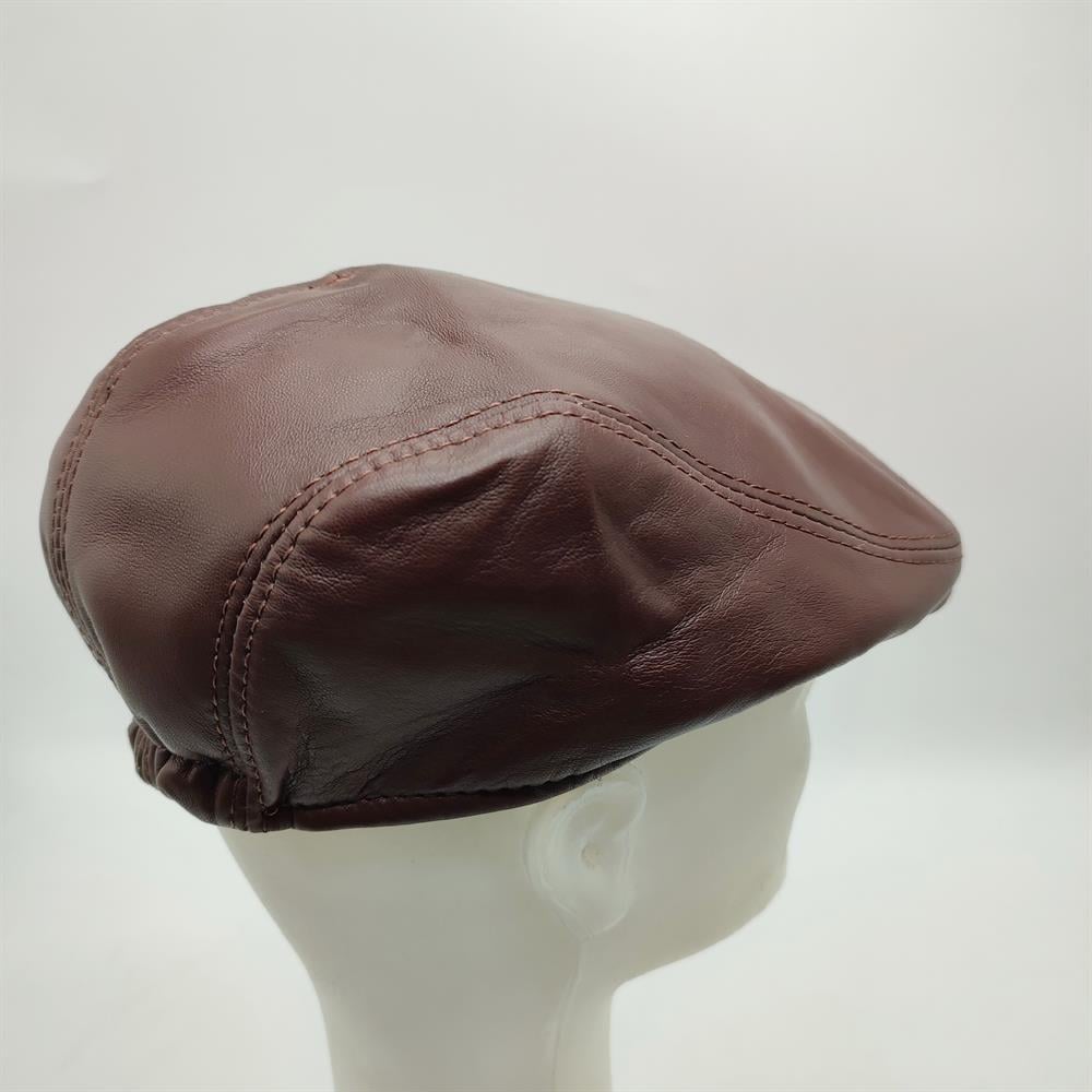 Klasik Model Deri Kasket Fındık Renk