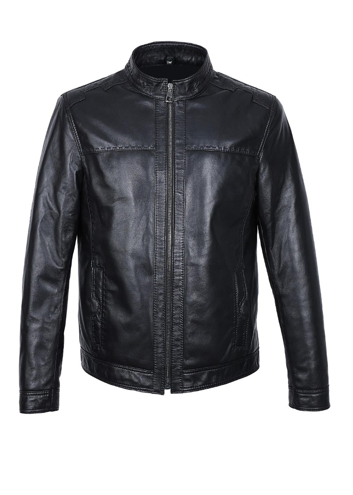 Punto Dikiş İşlemeli Spor Model Erkek Deri Mont Siyah Renk 