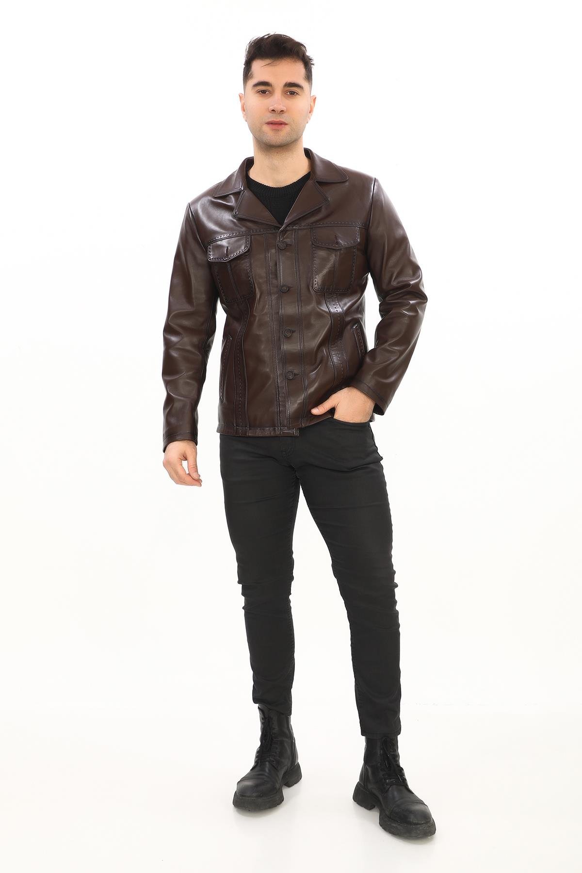 Safari Model Dört Cepli Düğmeli Çeket Fındık Renk