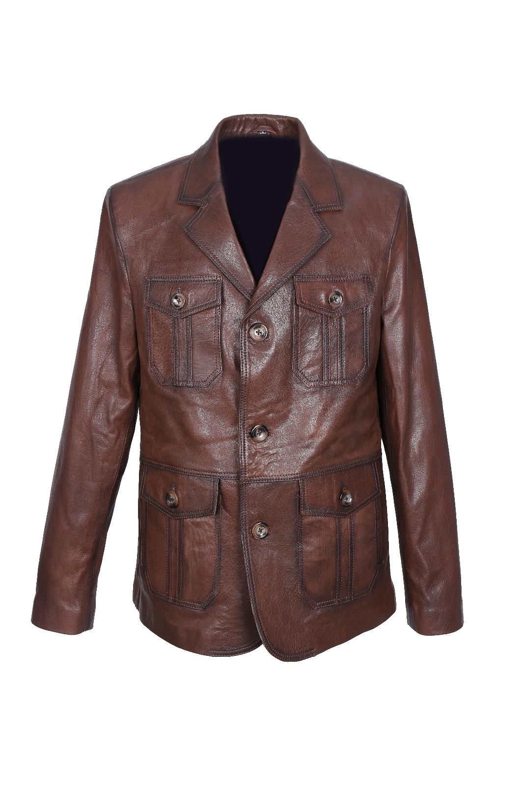 Safari Model Fındık Renk Erkek Deri Ceket