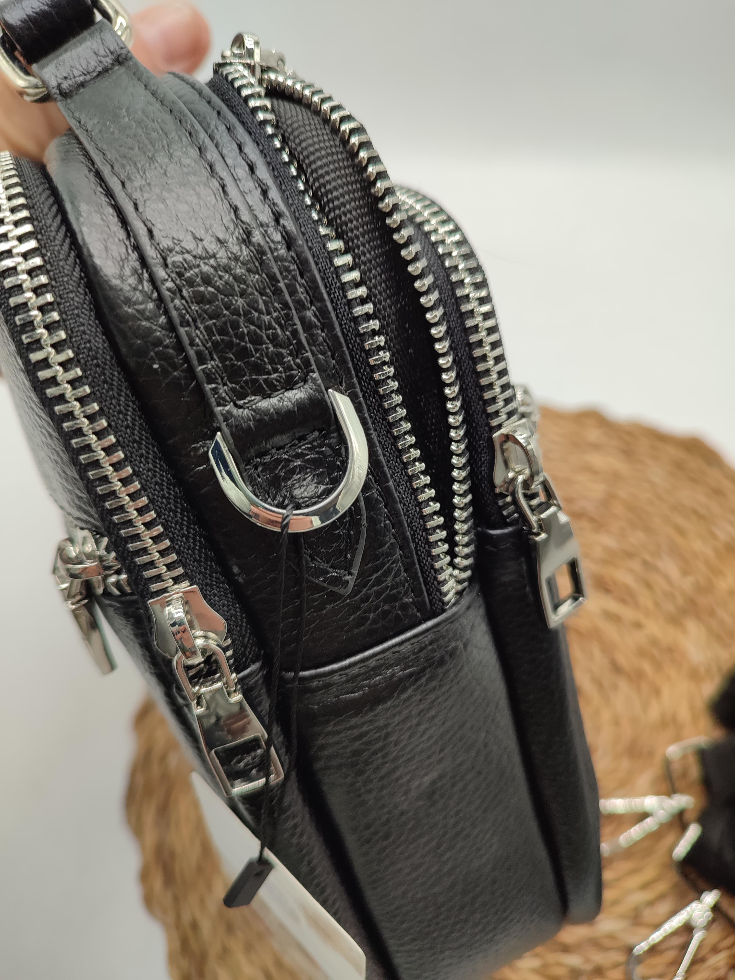 Siyah Renk Büyük Boy Deri El ve Omuz Çantası