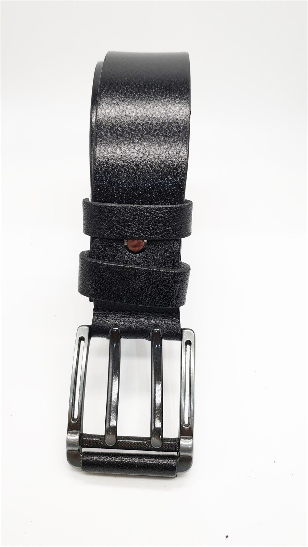 Siyah Renk Çift Dilli Deri Tokalı Spor Kot Kemeri