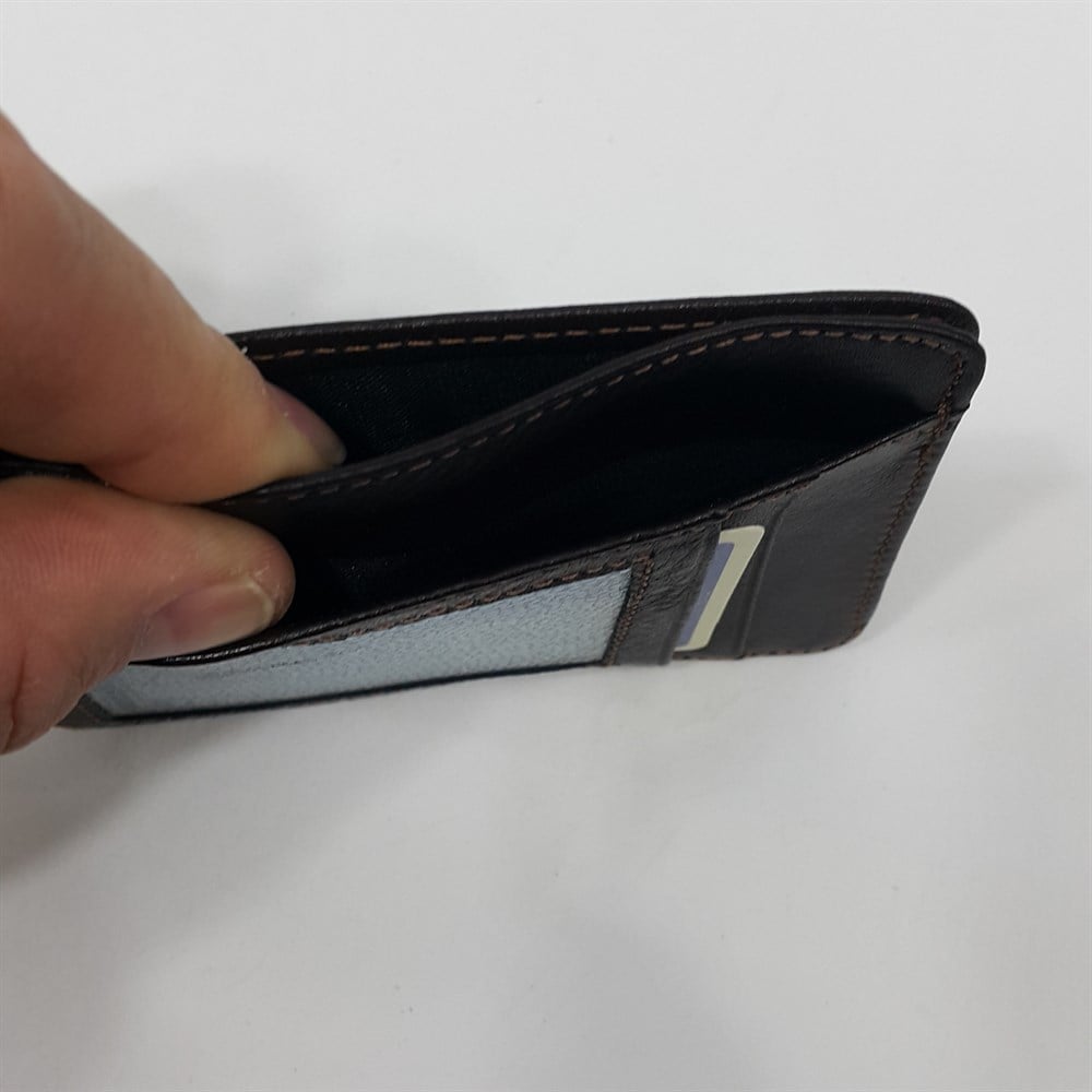 Siyah-Taba-Kahve Renkte Dikey Model Hakiki Deri Kartlık