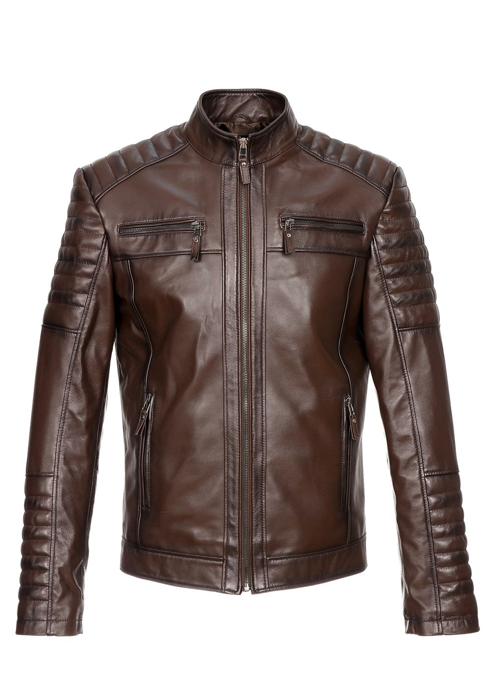 Spor Model Erkek Deri Mont Fındık Renk 