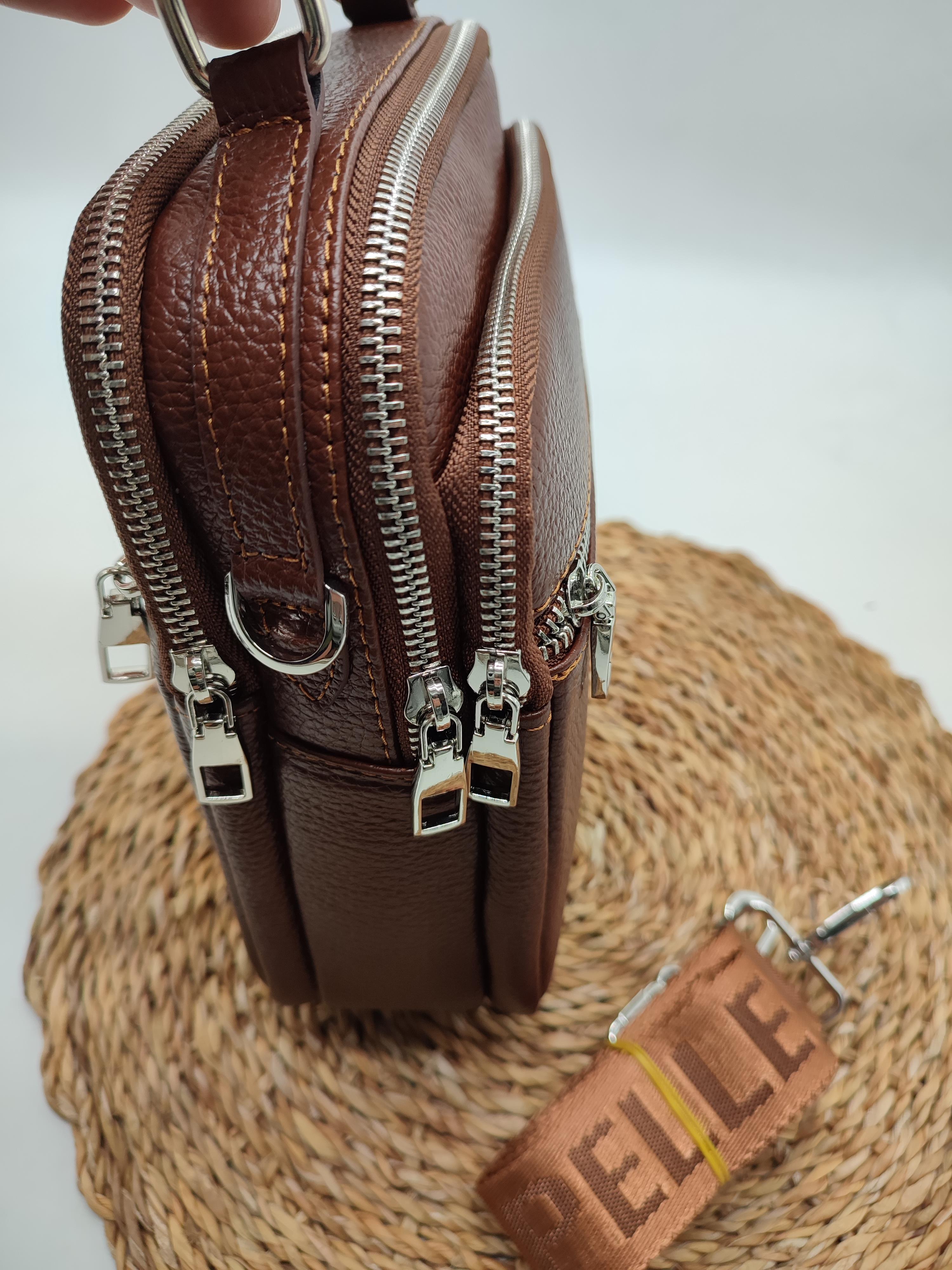 Taba Renk Büyük Boy Deri El ve Omuz Çantası 