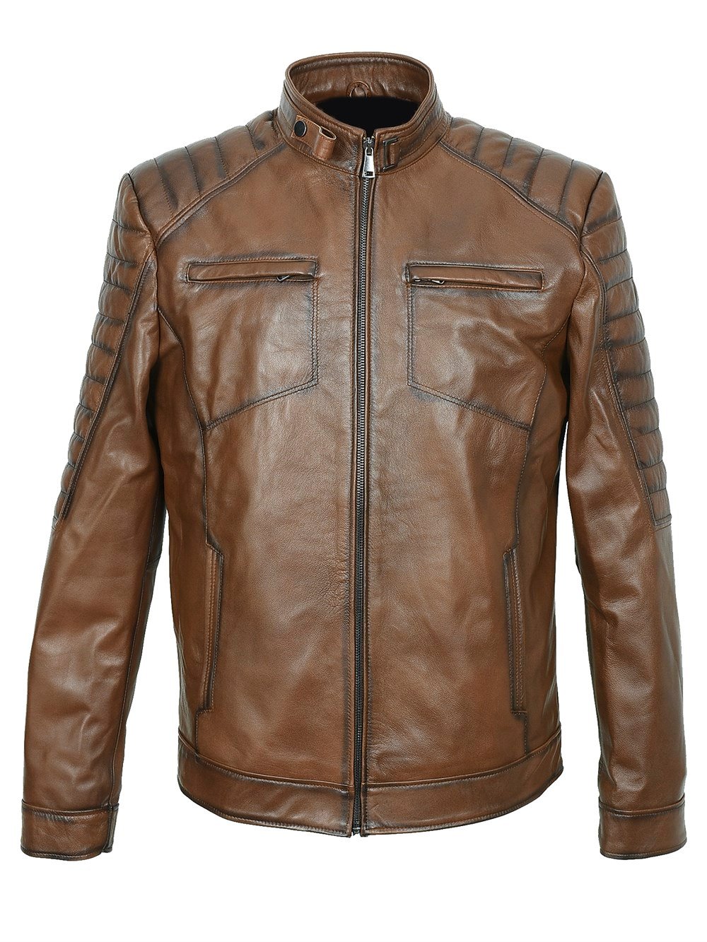 Taba Renk Kol ve Omuz İşlemeli Spor Model Erkek Mont 