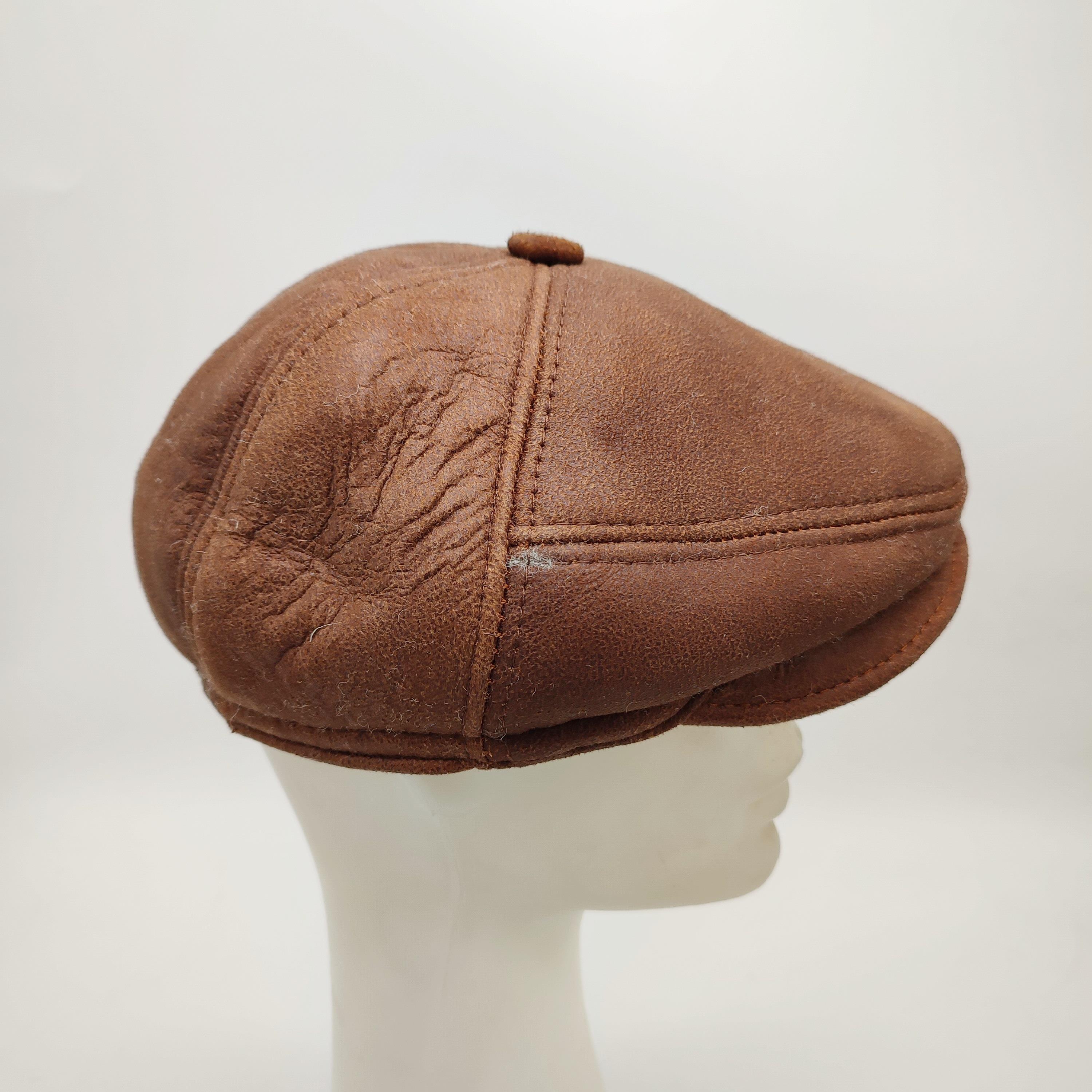 Tek Parça Deri Kürk Kasket Taba Renk