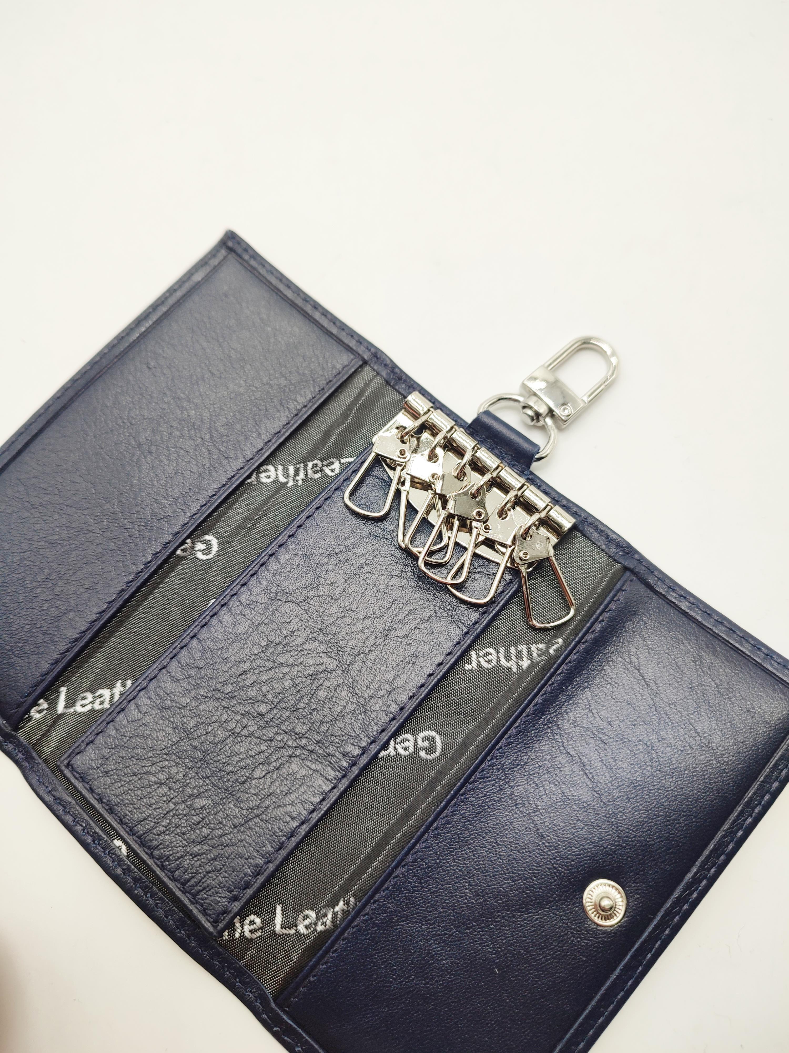 Uzun Model Deri Anahtarlık Lacivert Renk