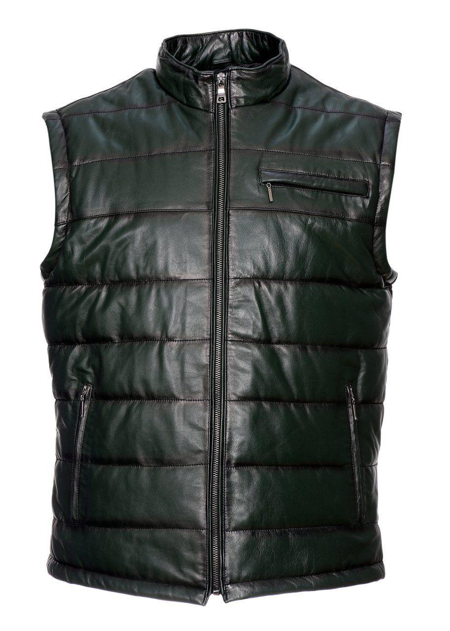 Yeşil Renk Şişme Deri Yelek