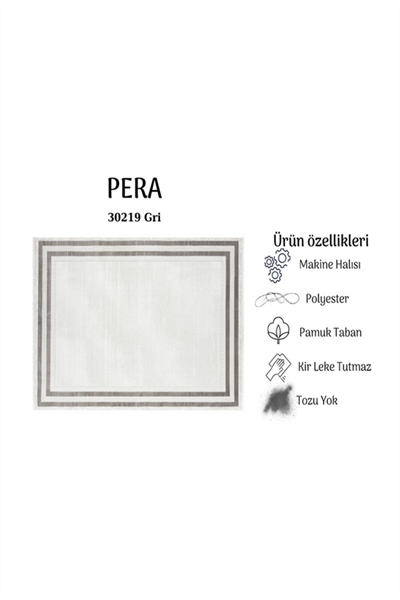 PERA GRİ KADİFEMSİ YÜZEY POLYESTER HALI 30219 GRİ E