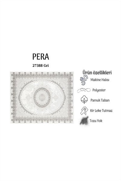 PERA GRİ KADİFEMSİ YÜZEY POLYESTER HALI 27388 GRİ E