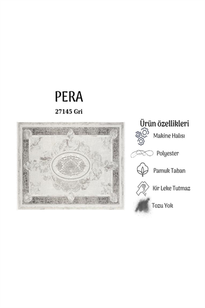 PERA GRİ KADİFEMSİ YÜZEY POLYESTER HALI 27145A GRİ E