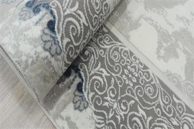 PERA MAVİ GRİ KADİFEMSİ YÜZEY POLYESTER HALI 27139A MAVİ E