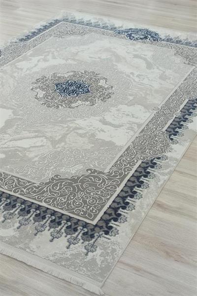 PERA MAVİ GRİ KADİFEMSİ YÜZEY POLYESTER HALI 27139A MAVİ E