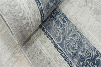 PERA MAVİ GRİ KADİFEMSİ YÜZEY POLYESTER HALI 27145A MAVİ E